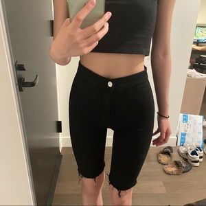 Bershka black denim biker shorts